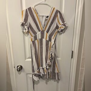 Simplee Striped Dress with Yellow and Gray Accents